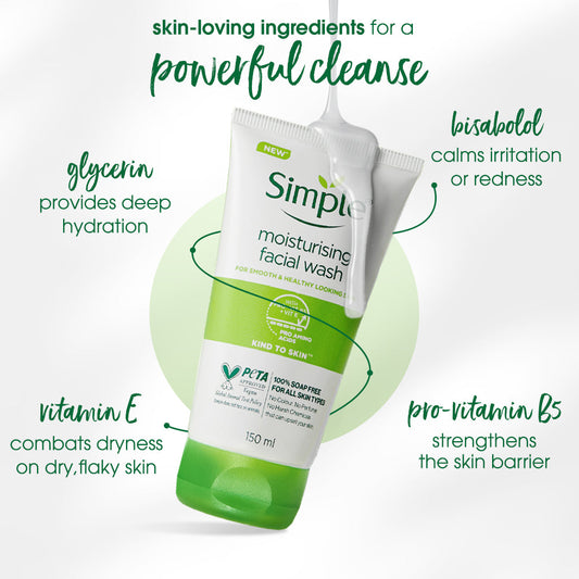 Simple moisturizing facial wash Vitamin B5+E pro Amino Acids