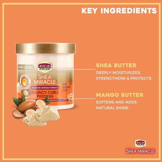 African Pride Shea Butter Miracle Bouncy Curls Pudding 15 oz.