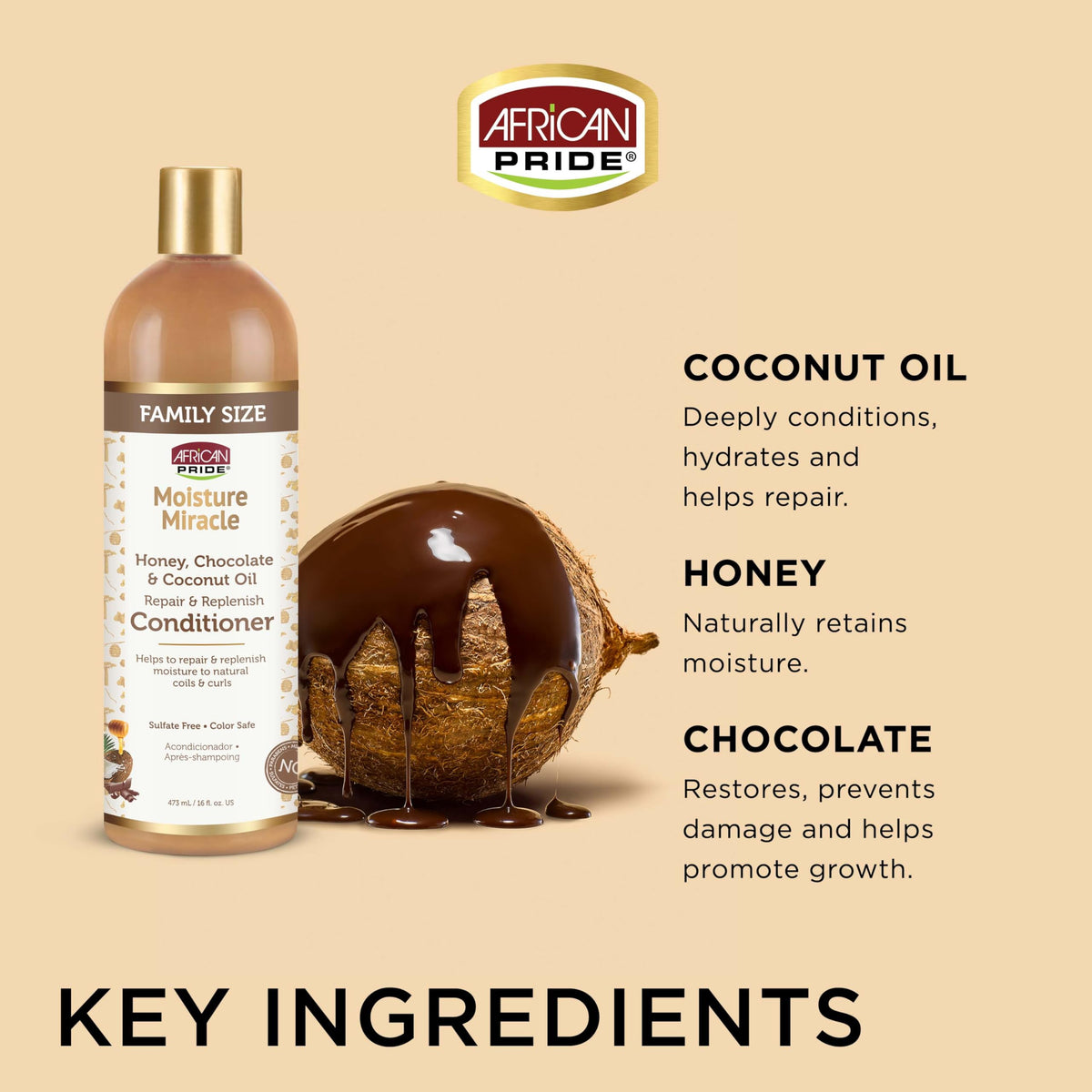 African Pride Moisture Miracle Aloe & Coconut Water Moisturize & Restore Conditioner 12oz