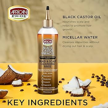 African Pride Black Castor Miracle Braid & Scalp Cleansing Rinse 12oz