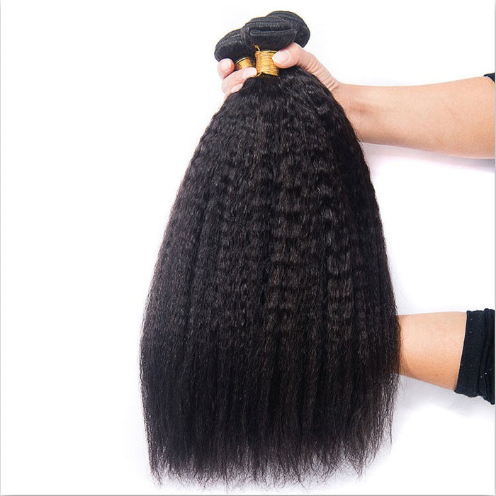Kinky Straight Brazilian Human Hair Weave Bundles Deal 3 PCS Raw Human Hair Bundles Deal Virgin Hair Extensions