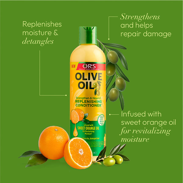 ORS OLIVE OIL STRENGTHEN & NOURISH REPLENISHING CONDITIONER INFUSED WITH SWEET ORANGE OIL (12.2 OZ)
