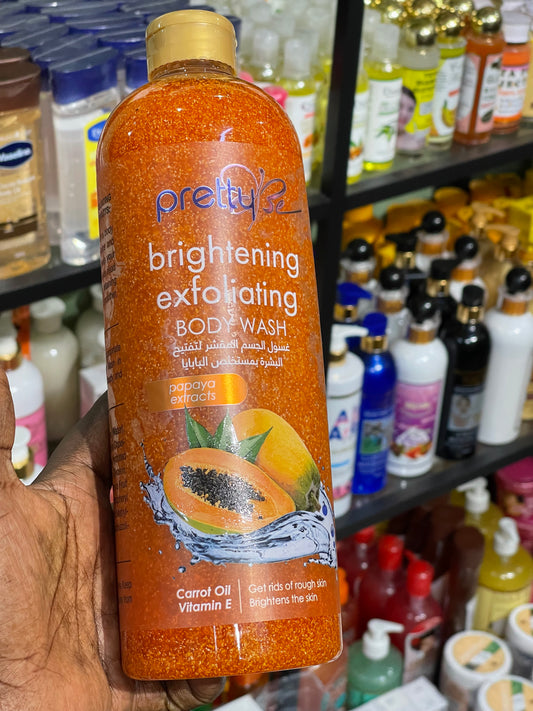 Pretty Be Brightening Exfoliating Body Wash Papaya Extracts, Carrot Oil, and Vitamin E 1000ml