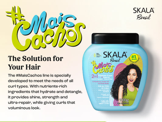 SKALA Hair Type 3ABC Mais Cachos - More Curls Eliminate Anti Frizz, For Curly Hair 2 in 1 Conditioning Treatment Cream 35.2Oz
