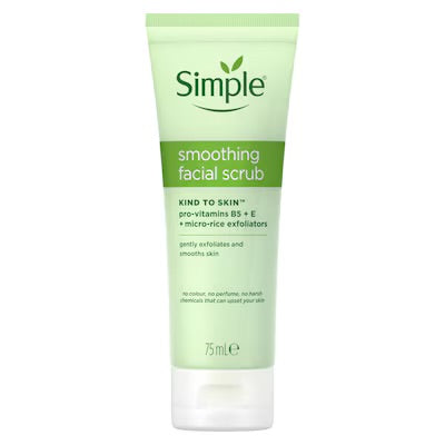 Simple smoothing facial scrub pro-vitamins B5 + E + micro-rice exfoliators