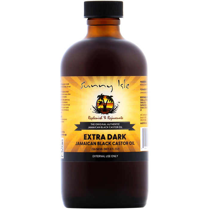 unny Isle Extra Dark Jamaican Black Castor Oil, 8 fl. oz. | 100% Natural High Potency Treatment for Hair, Scalp