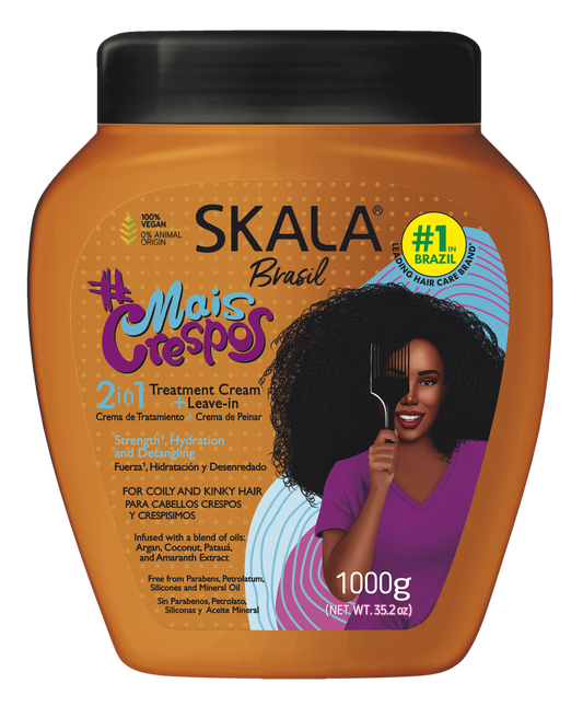SKALA Mais Crespos Super Curly Hair Type 4ABC - Hydrate , Eliminate Frizz 2 IN 1 Conditioning Treatment Cream and Cream To Comb 35.2oz