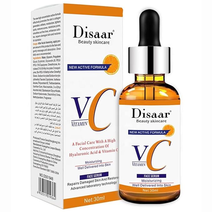 Disaar Beauty Vitamin C Facial Serum Hyaluronic Acid Moisturizing Repair Skin Restore Hydration 30ml/1.01fl.oz