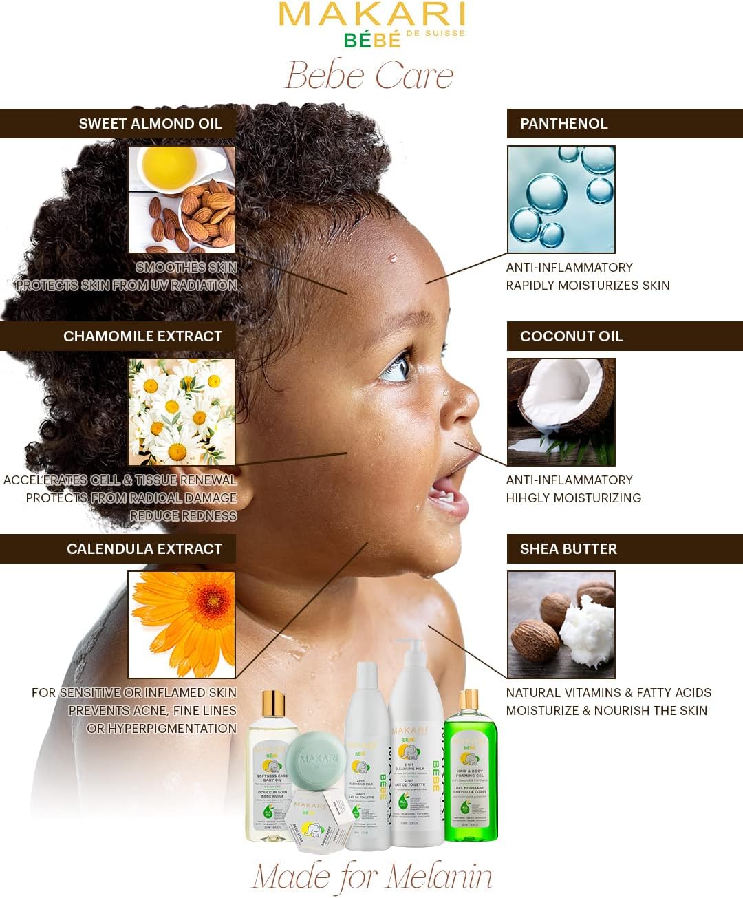 Makari baby set with oil, foaming gel, milk 500ml