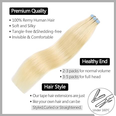 Hair Extensions Tape in Human Hair Silky Straight  Human Hair Seamless Skin Weft Hair 613