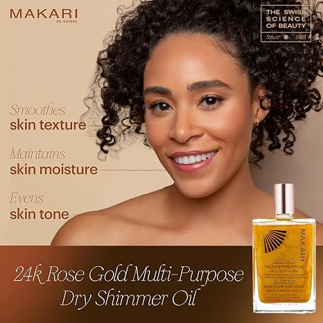 MAKARI 24K Rose Gold Multi-Purpose Dry Shimmer Oil (3.38 fl oz) |