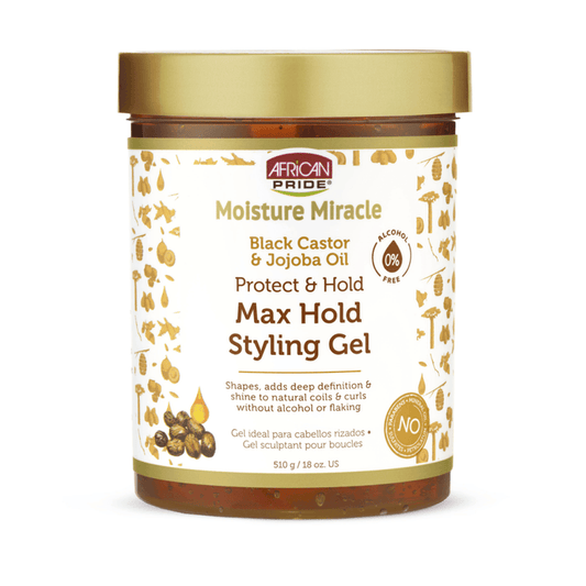 African Pride Moisture Miracle Black Castor & Jojoba Oil Max Hold Styling Gel 18oz