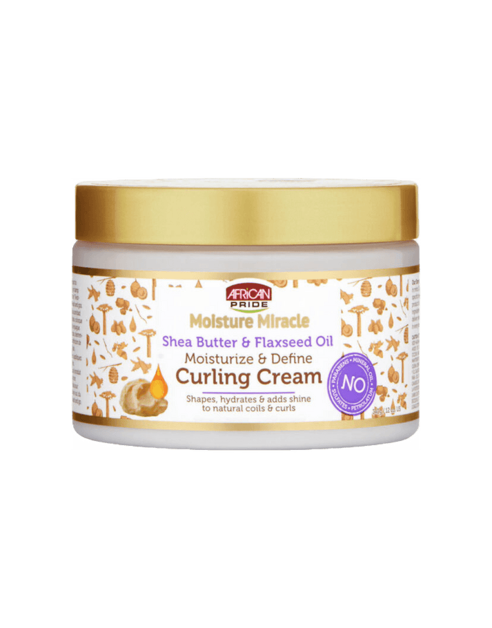 African Pride Moisture Miracle Shea Butter & Flaxseed Oil Moisturize & Define Curling Cream 12oz