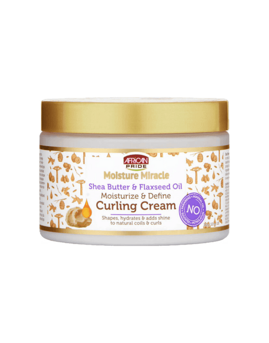 African Pride Moisture Miracle Shea Butter & Flaxseed Oil Moisturize & Define Curling Cream 12oz