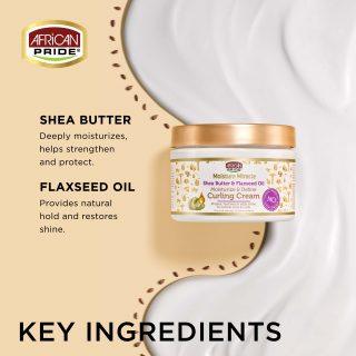 African Pride Moisture Miracle Shea Butter & Flaxseed Oil Moisturize & Define Curling Cream 12oz