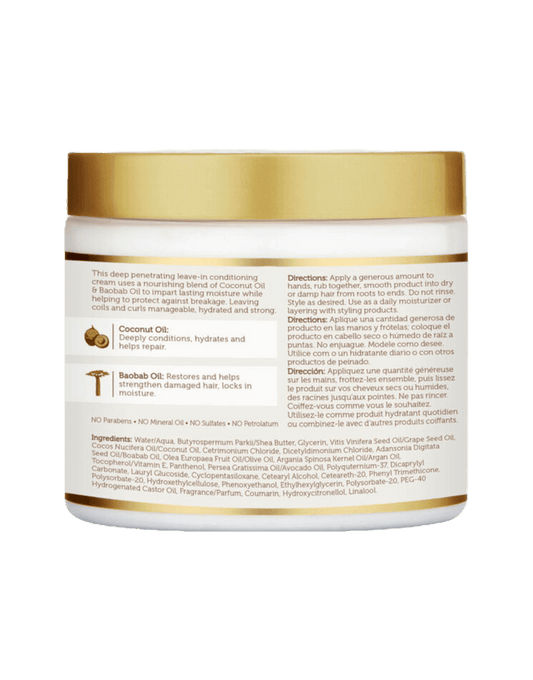 African Pride Moisture Miracle Coconut Oil & Baobab Oil Hydrate & Strengthen Leave-In Cream 15oz