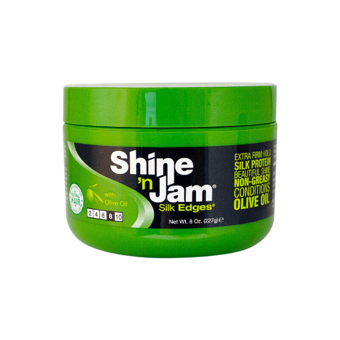 Shine n Jam Ampro Pro Styl Shine Enhancing Jar Hair Styling Gel with Olive Oil & Silk Protein, 8 oz