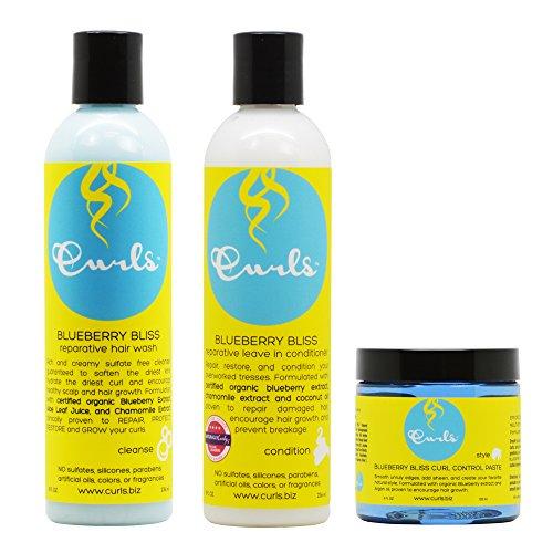 Curls Blueberry Bliss Reparative Hair Wash & Leave-In Conditioner 8oz & Curl Control Paste 4oz - Beto Cosmetics