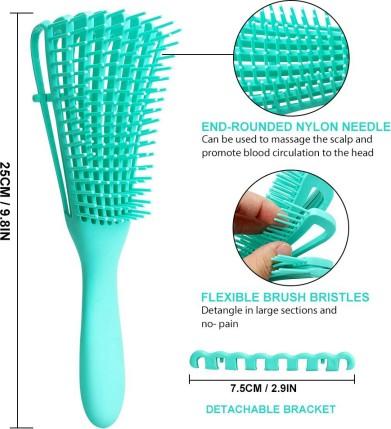 Hair Detangling Flexi Brush - Green Color - Beto Cosmetics