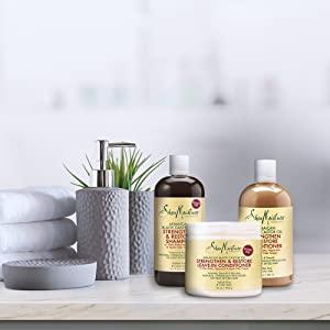 Shea Moisture Jamaican Black Castor Oil Combination Pack – Strengthen, Grow & Restore – Shampoo, 16.3 Oz, Conditioner 13 Oz. & Leave-In Conditioner 16 Oz - Beto Cosmetics