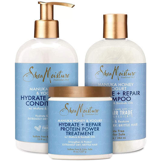 Shea Moisture Manuka Honey and Yogurt Hydrate+Repair Shampoo, Conditioner And Masque - Beto Cosmetics